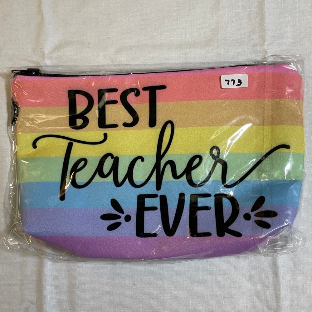 The Pouch Cosmetic Bag Teacher OS Multicolor NEW Rainbow Best Teacher Ever Gift